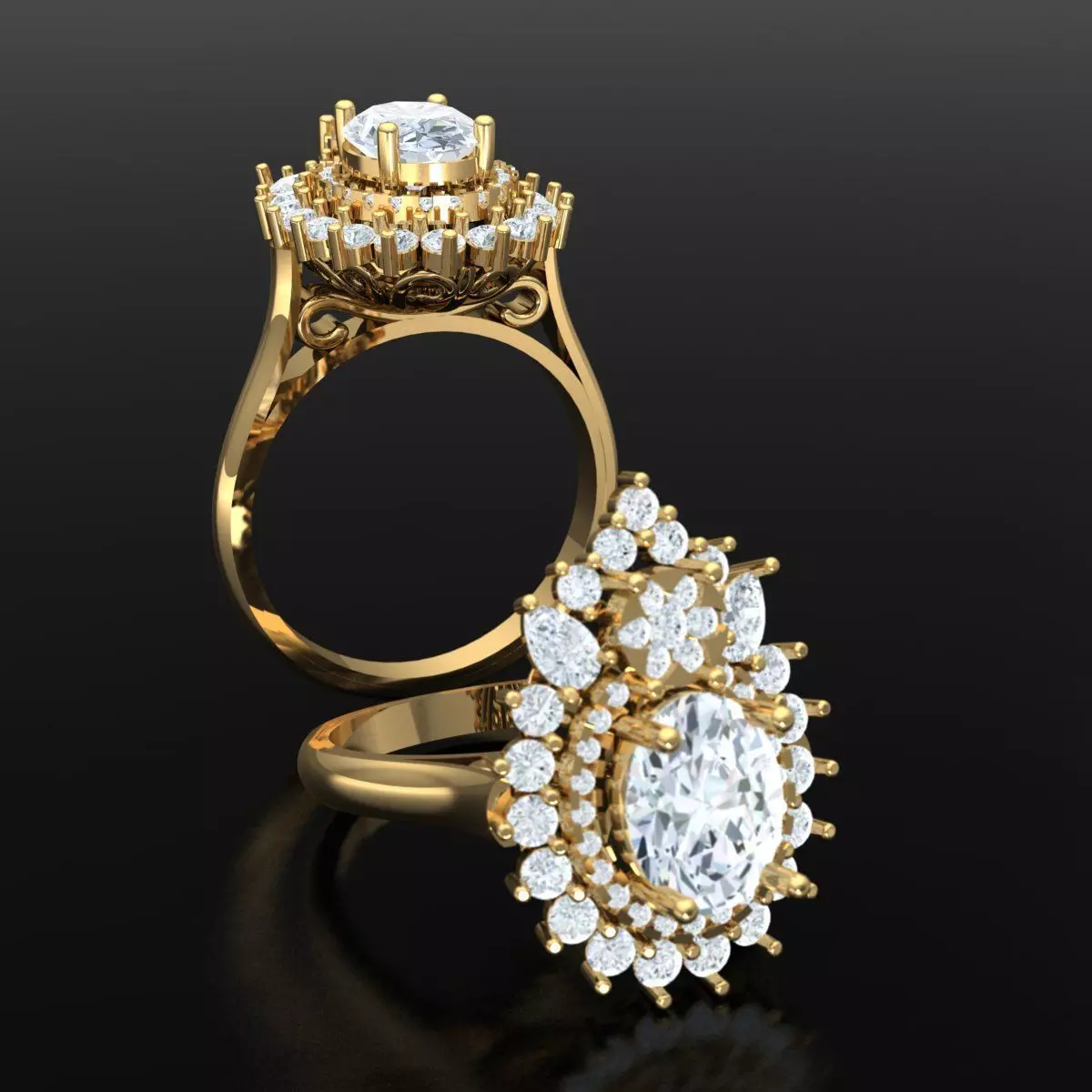 Drop shape PREMIUM ladies RING Free 3D print model