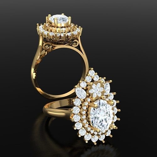 Drop shape PREMIUM ladies RING 3D print model