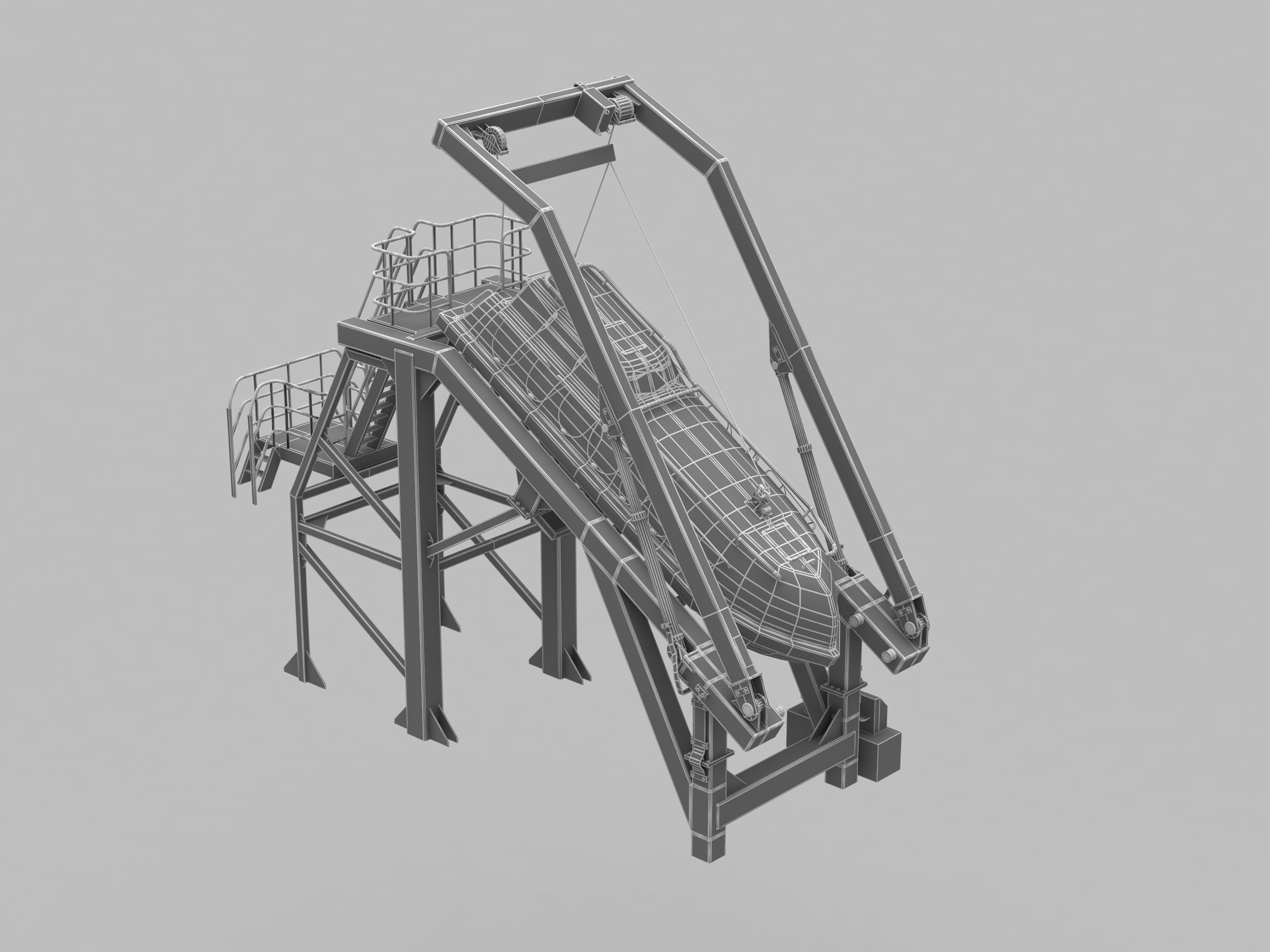 Freefall lifeboat 3D model_7