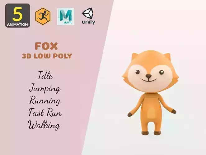 Stylized Fox Animated v001 Low-poly 3D model