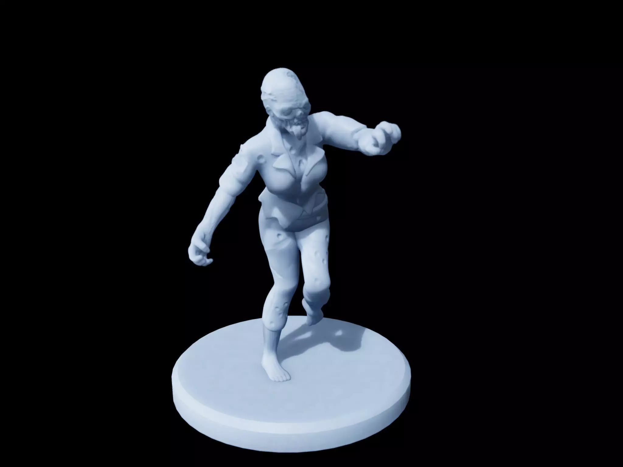 Female Zombie Running Miniature  3D print model_0