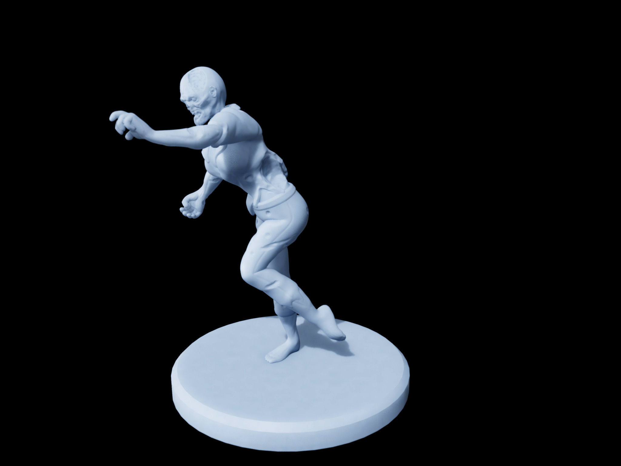 Female Zombie Running Miniature  3D print model_1