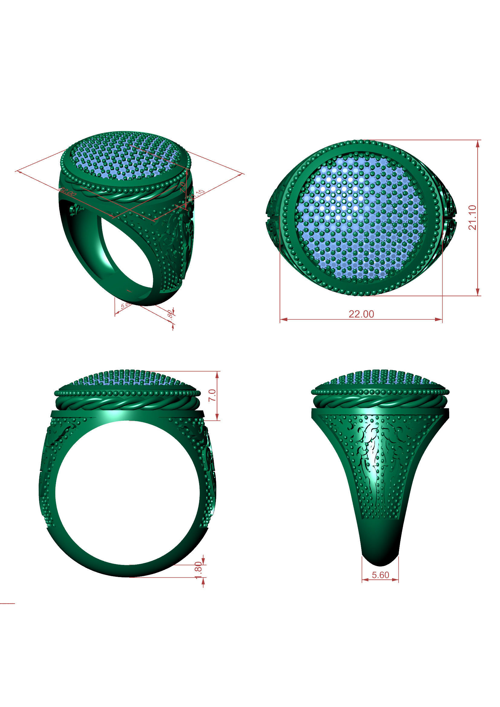 Men Diamond Ring  3d Printable Ornamental Jewelry Design 3D print model_6