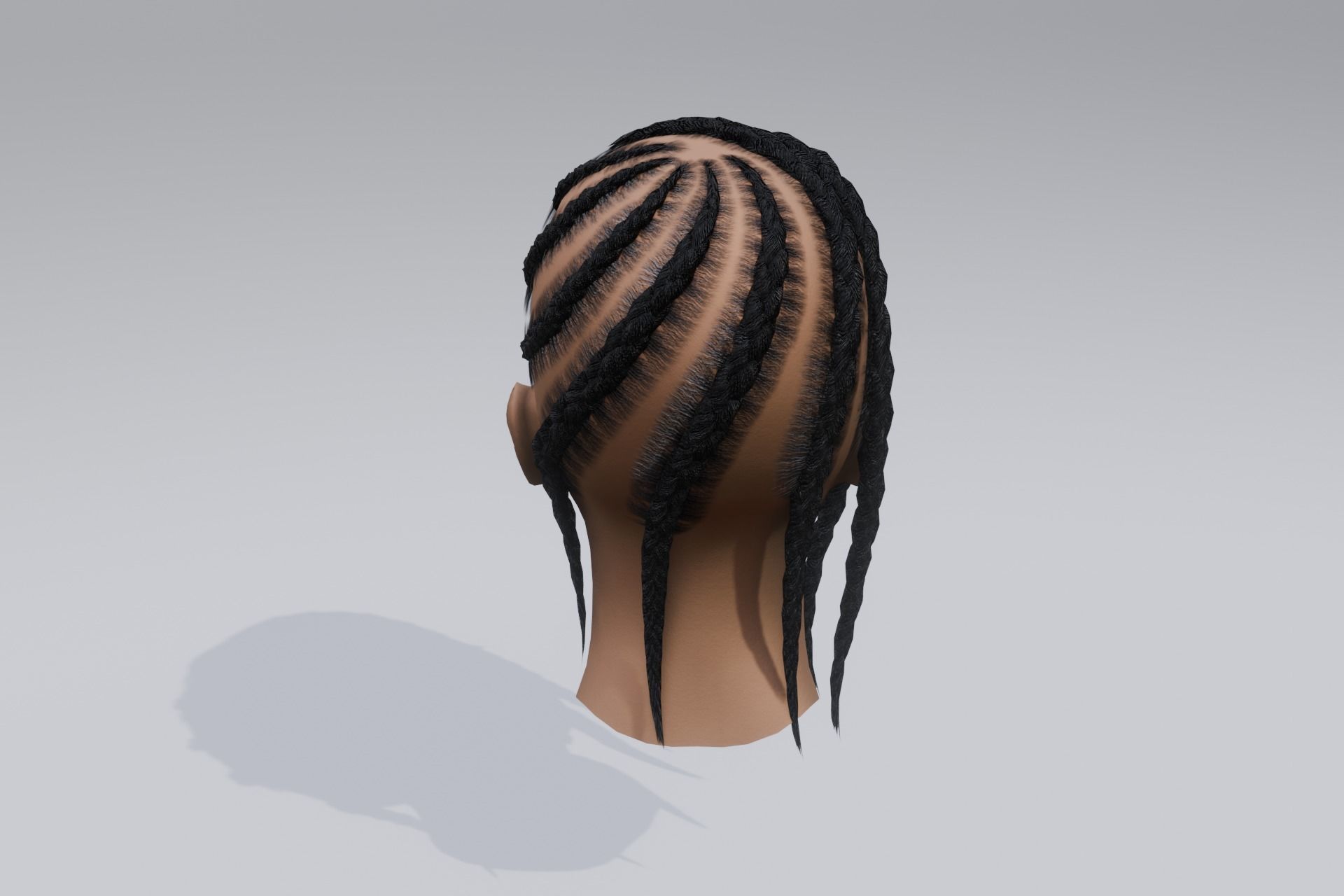 Female braided spiral afro hair Low-poly 3D model_7