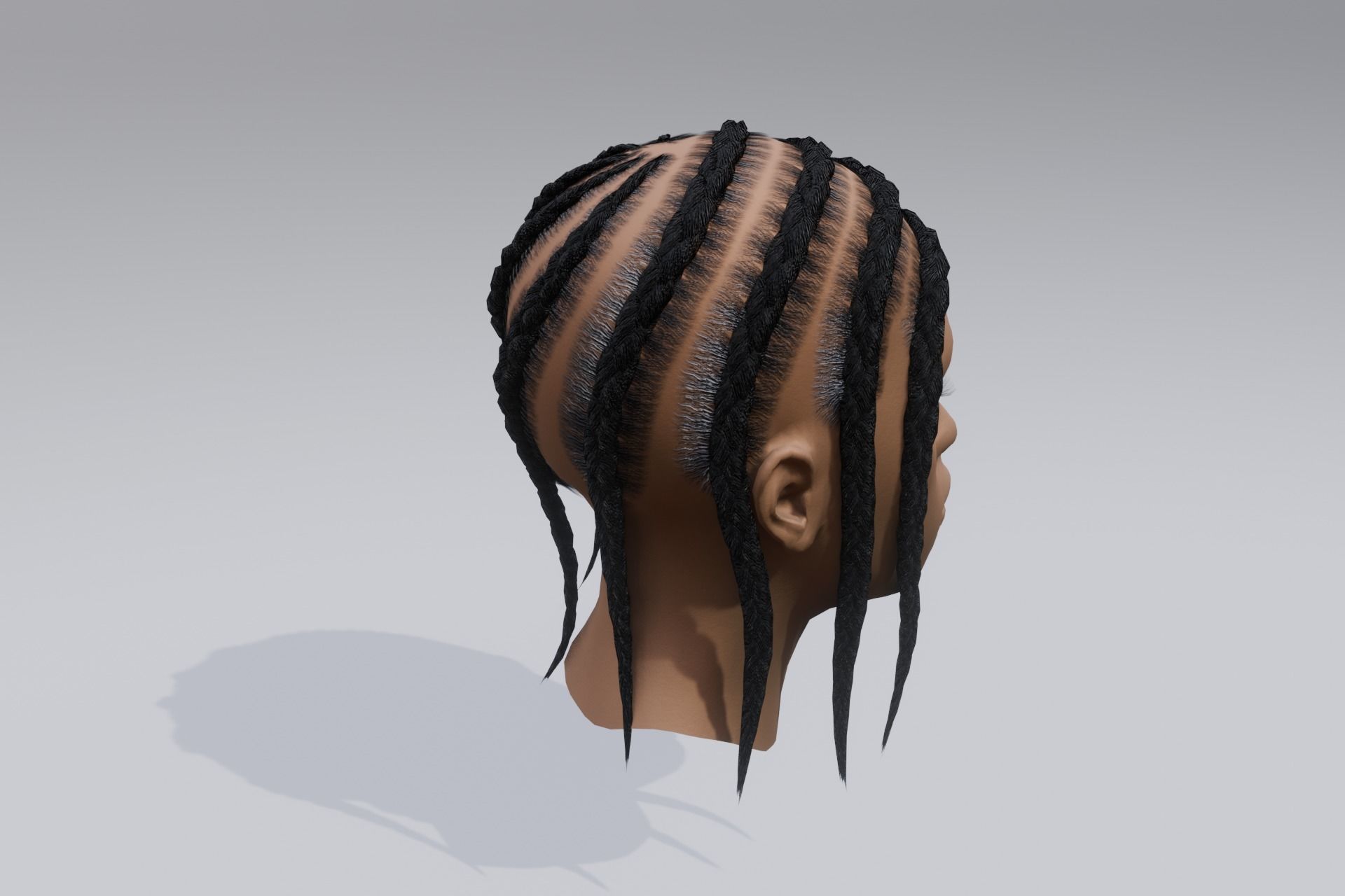 Female braided spiral afro hair Low-poly 3D model_8