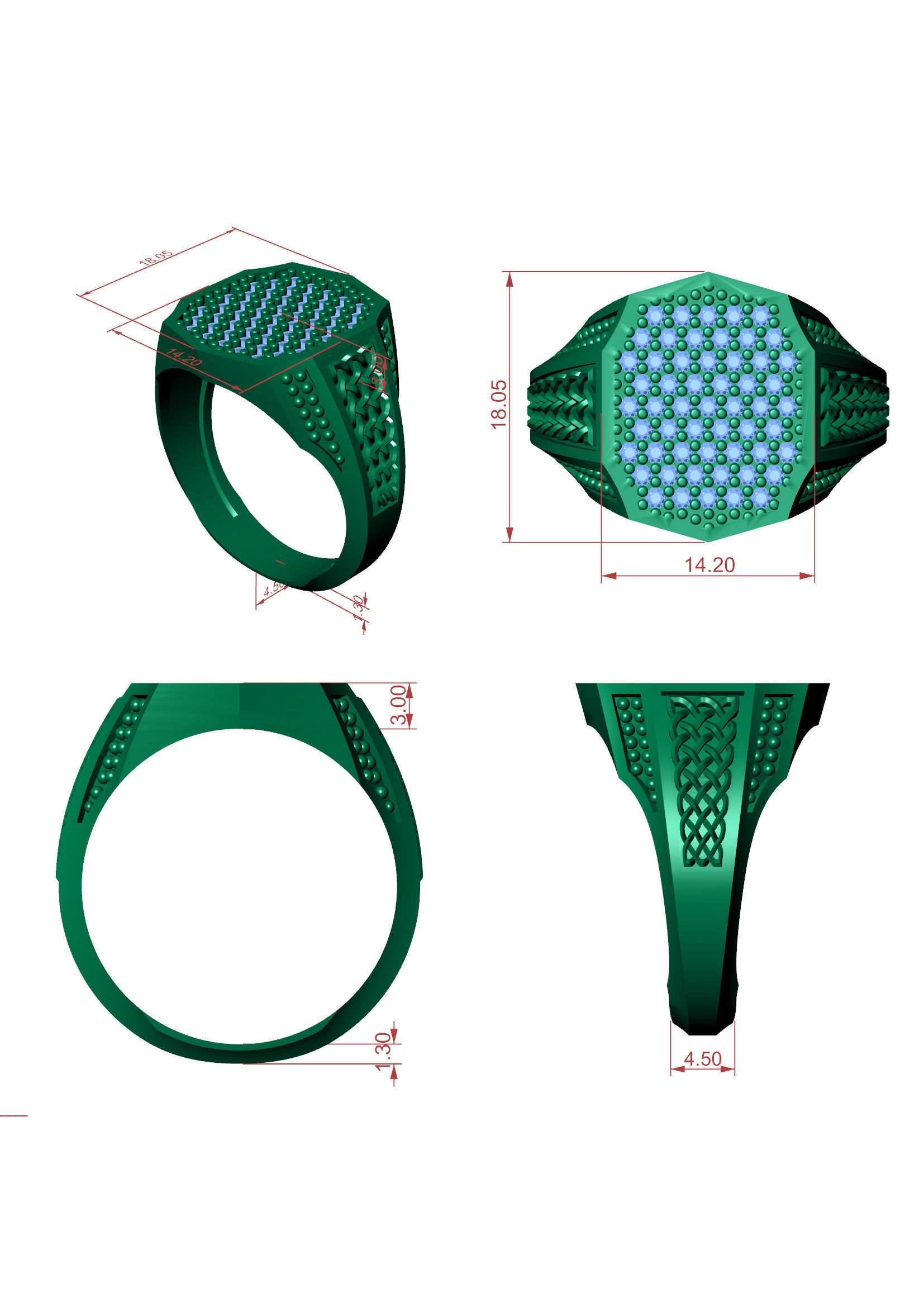 Men Diamond Ring 3D Printable Ornamental Jewelry Design 3D print model_6