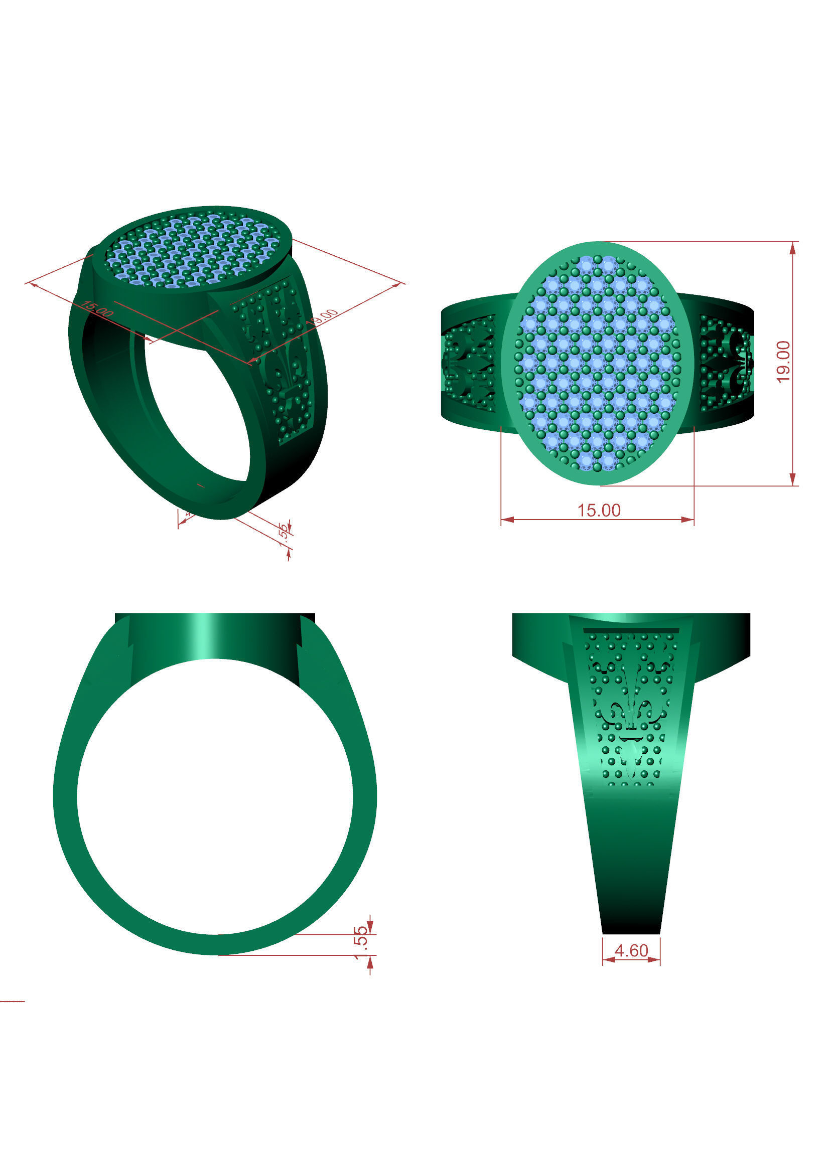 Men Diamond Ring 3D-Printable Ornamental Jewelry Design 3D print model_6