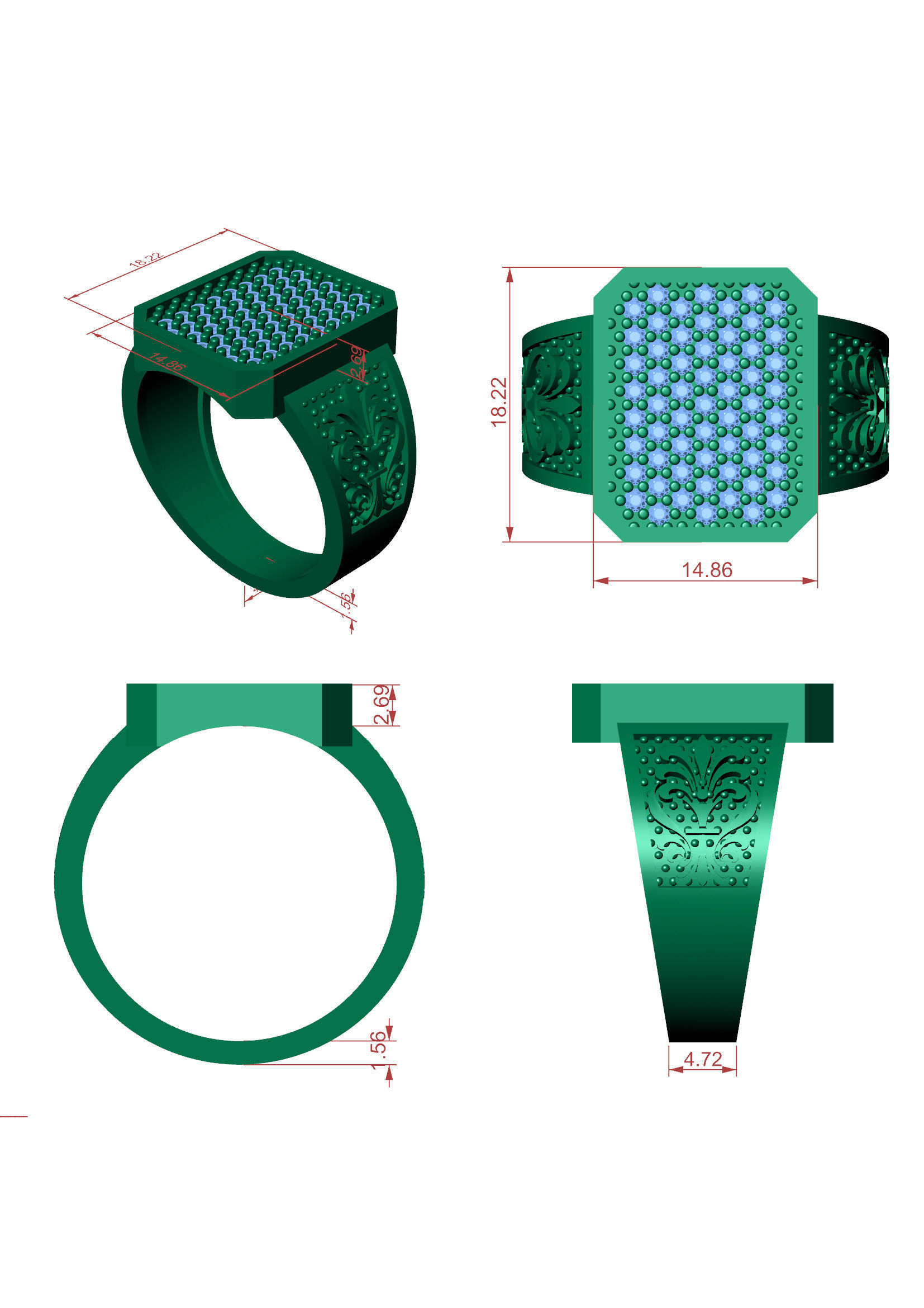 Men Diamond Ring 3D-Printable Ornamental Jewelry Design 3D print model_7
