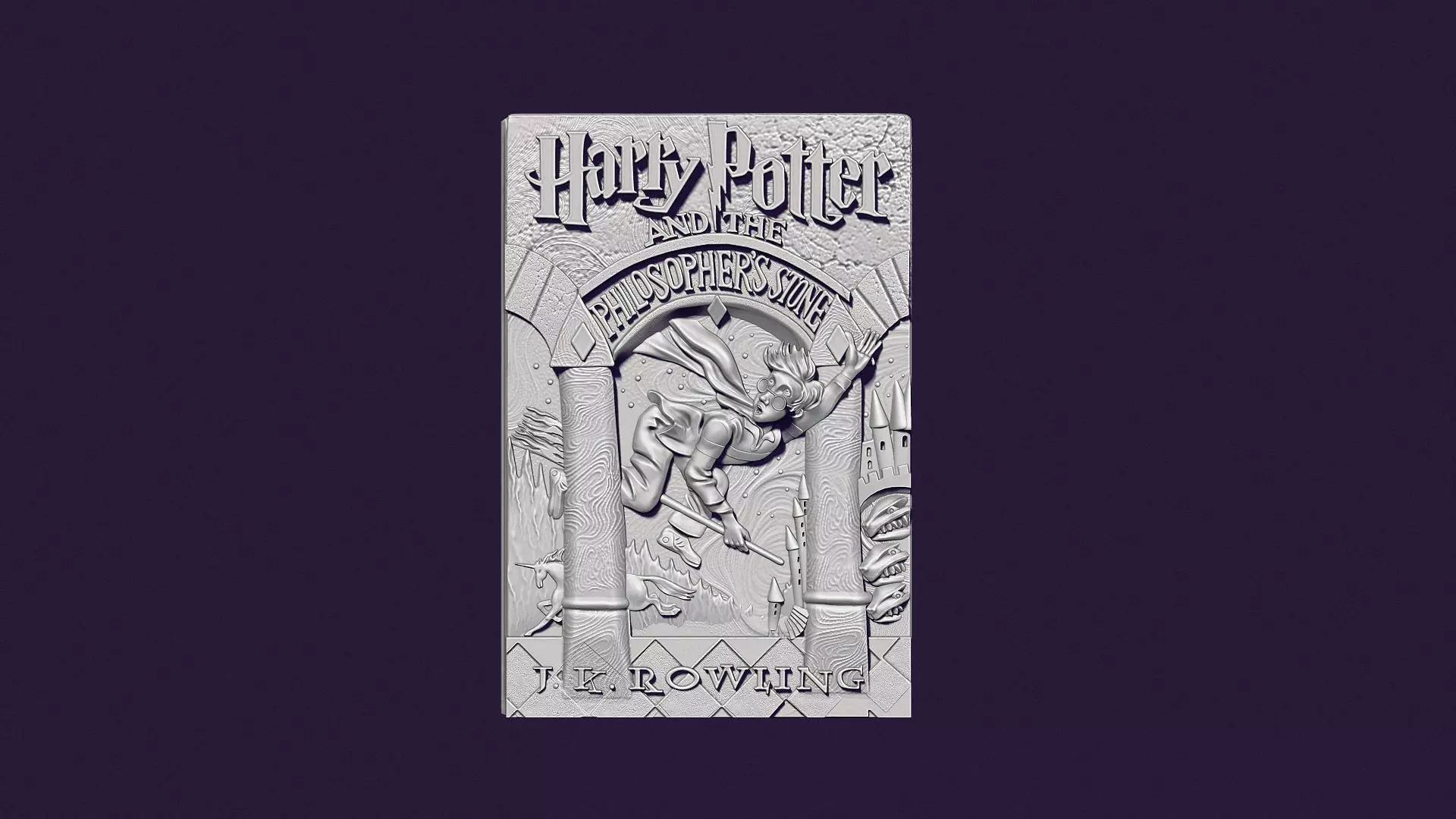 Harry Potter and the Philosophers Stone cover bas-relief 3D print model
