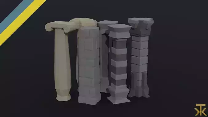 Cartoon fantasy column Polygonal Style