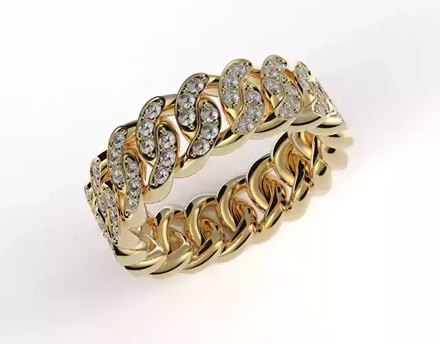 Chain Pave Diamond Ring