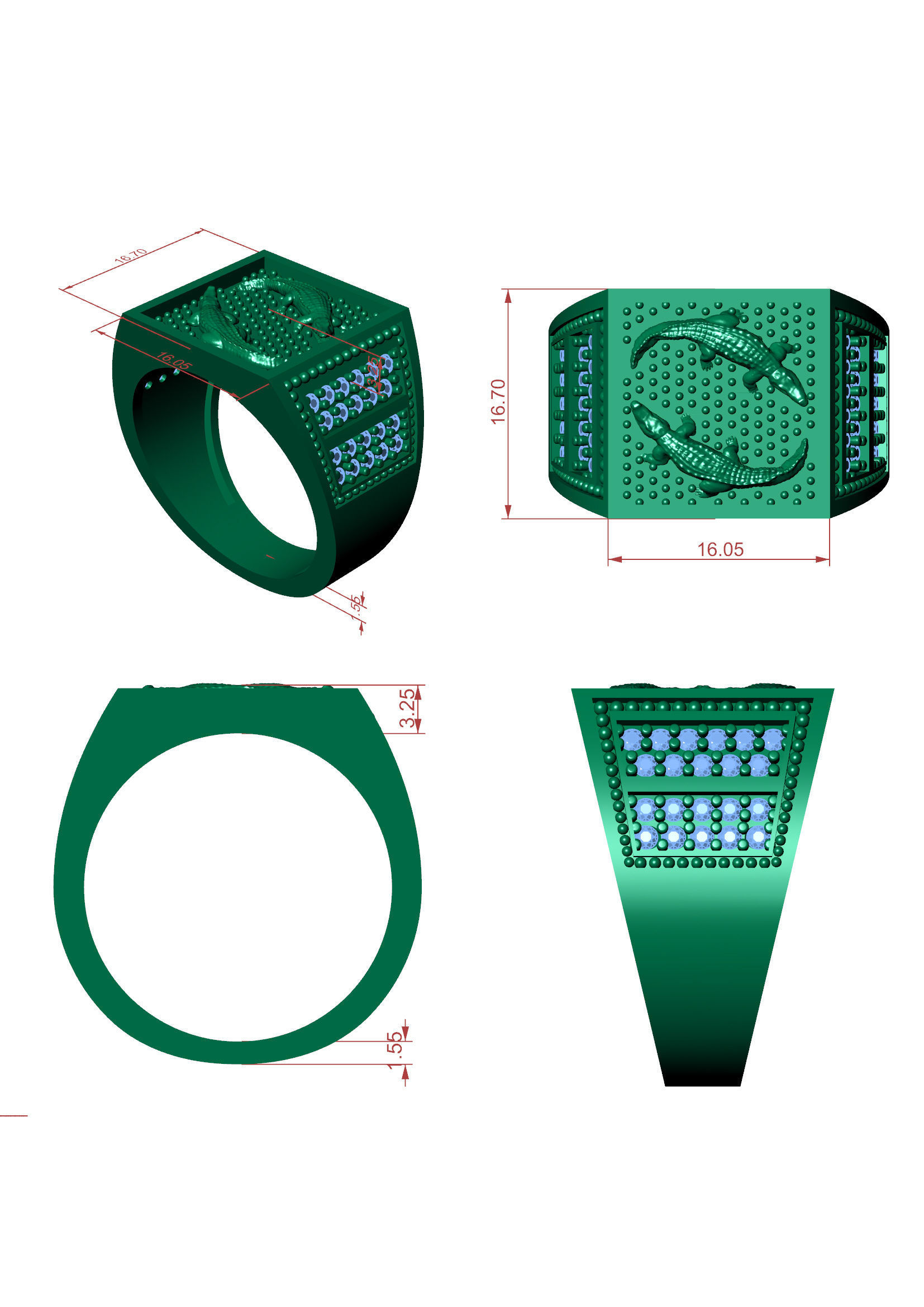Men Diamond Ring 3D Printable Ornamental Jewelry Design 3D print model_6