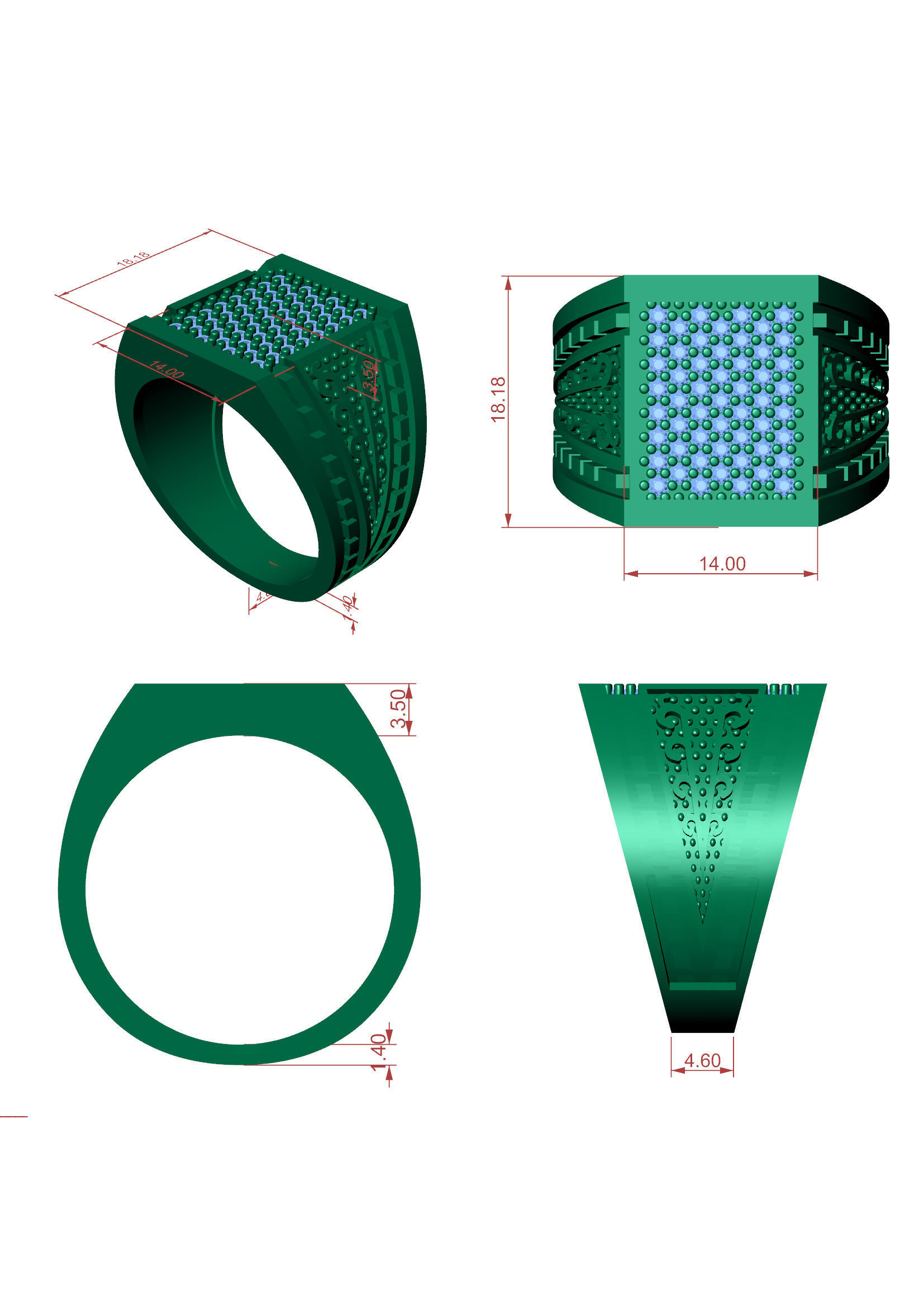 Men Diamond Ring 3D Printable Ornamental Jewelry Design 3D print model_7