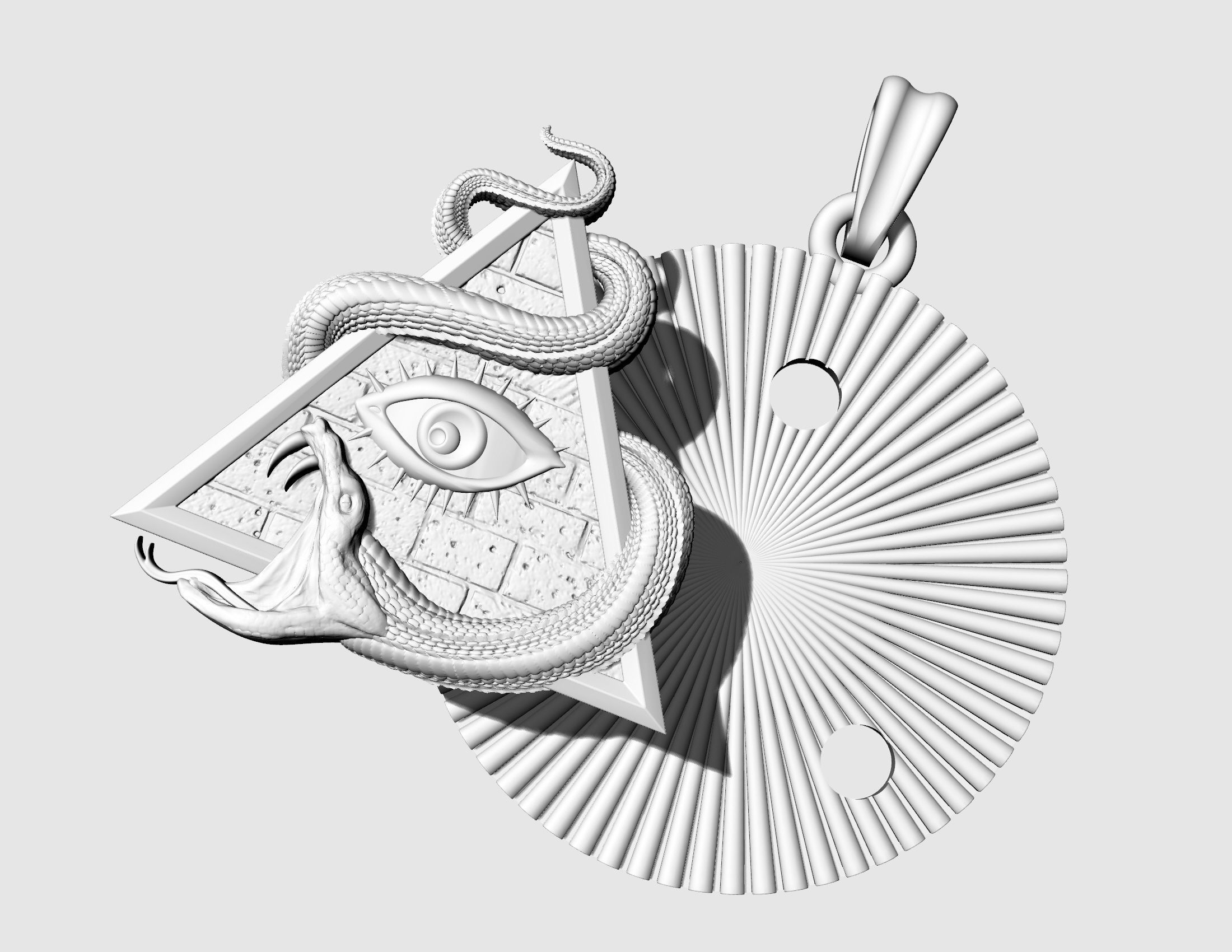 All seeing eye with snake pendant 3D print model_11