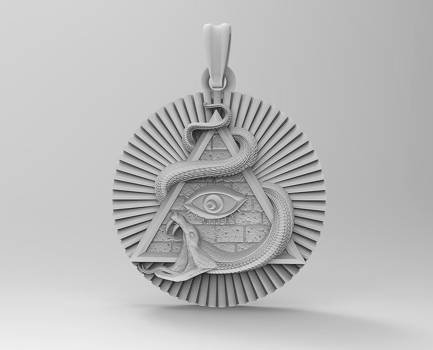 All seeing eye with snake pendant 3D print model_1