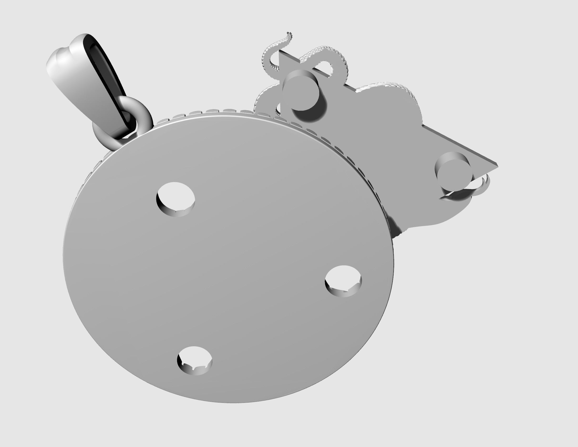 All seeing eye with snake pendant 3D print model_12