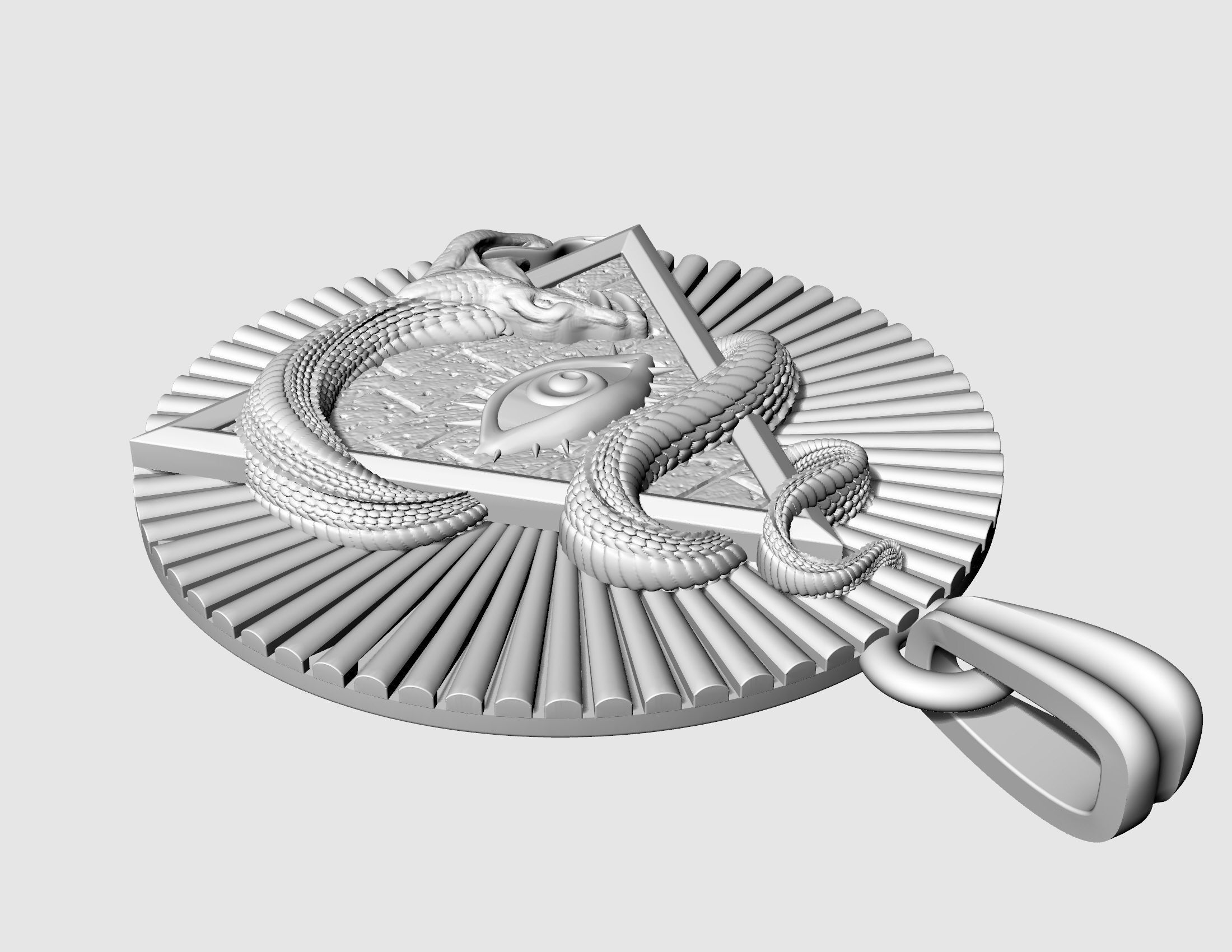 All seeing eye with snake pendant 3D print model_9