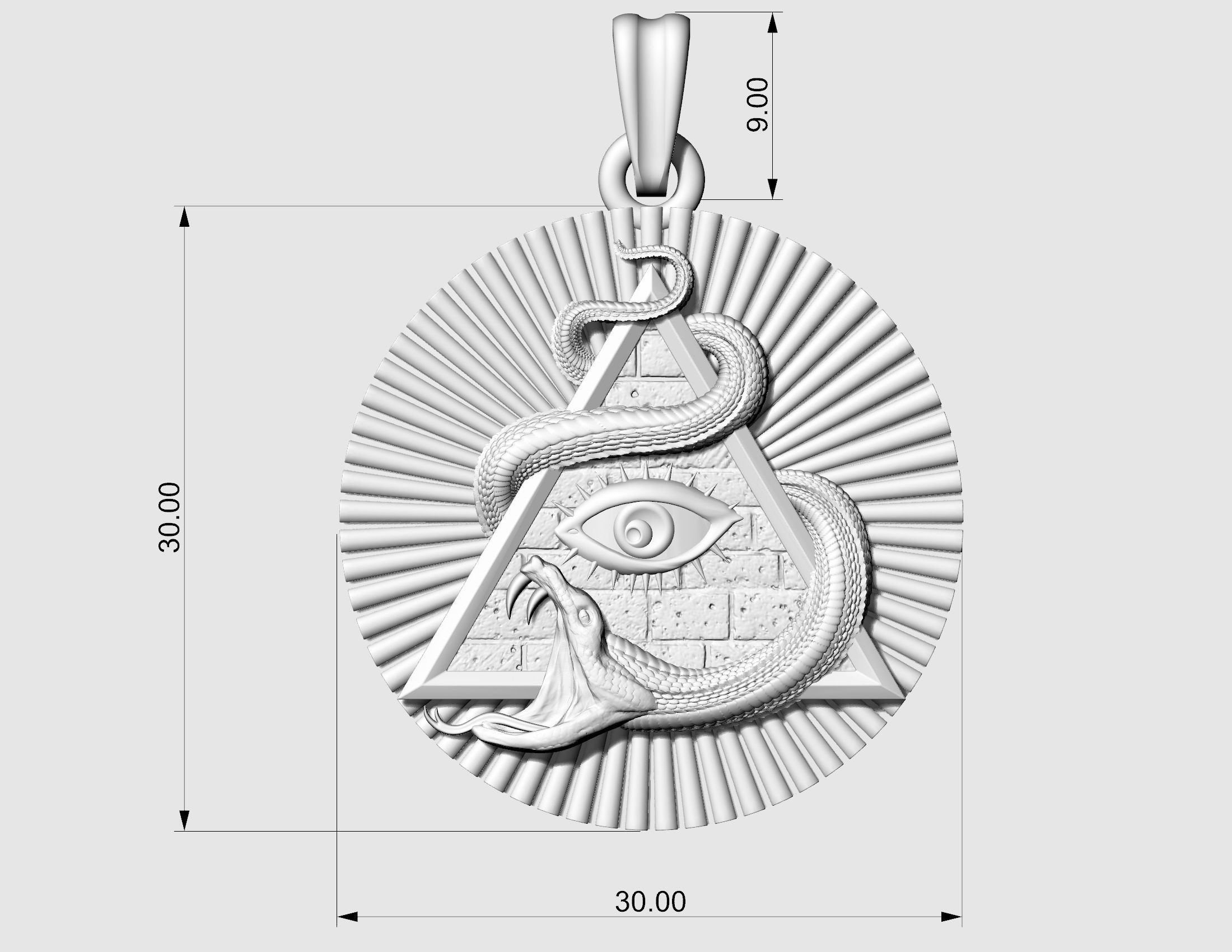 All seeing eye with snake pendant 3D print model_13