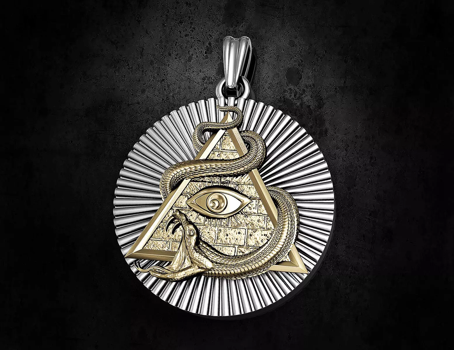 All seeing eye with snake pendant 3D print model_0