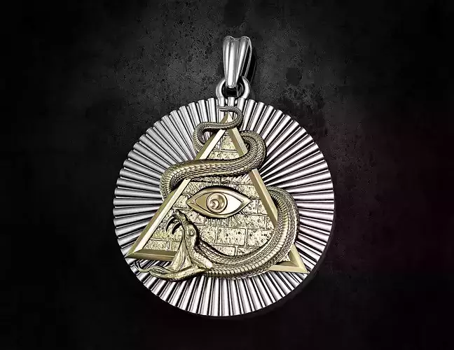 All seeing eye with snake pendant