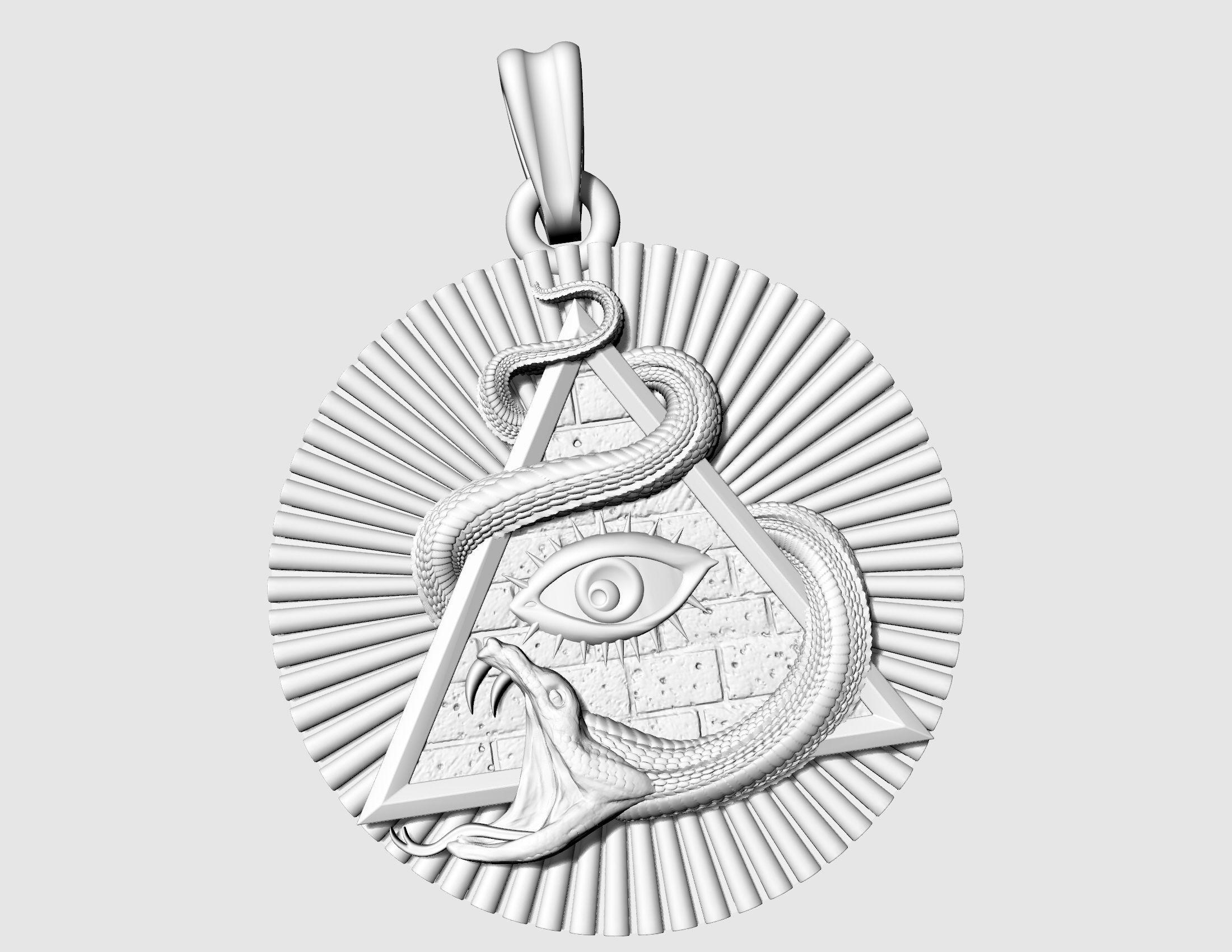 All seeing eye with snake pendant 3D print model_6