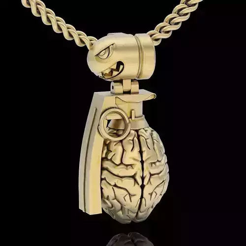 Grenade brain pendant silver gold printable jewelry 3D model