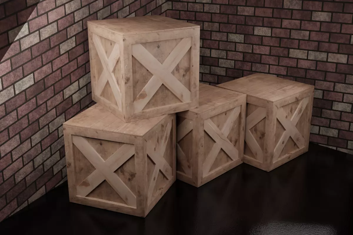 Wooden Crate Free low-poly 3D model