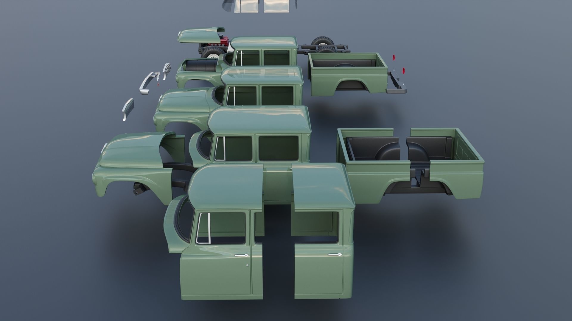 International Pickup C120 Crew Cab 1962 3D print model_18