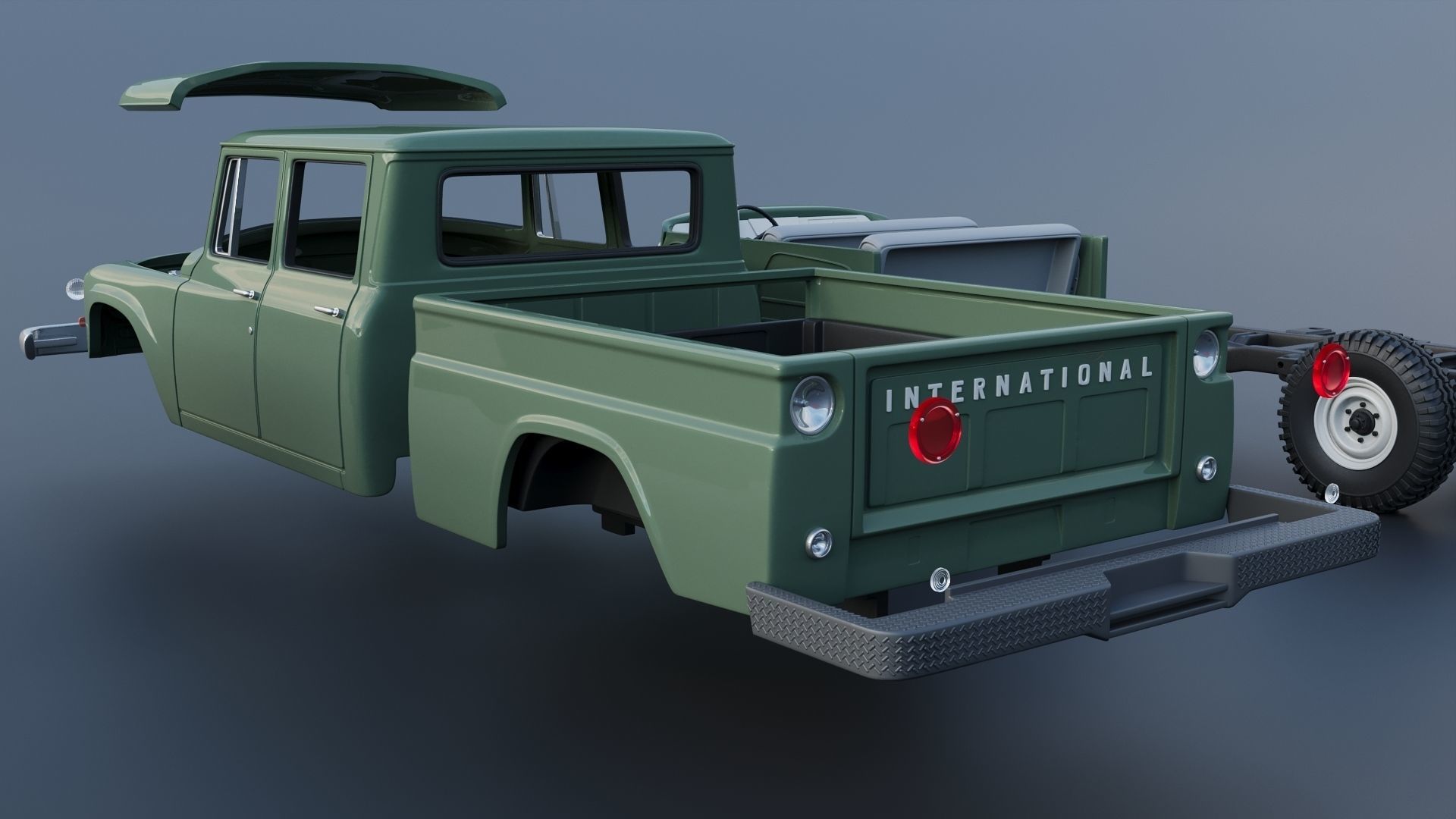 International Pickup C120 Crew Cab 1962 3D print model_20
