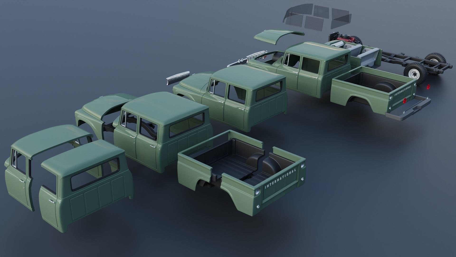 International Pickup C120 Crew Cab 1962 3D print model_19