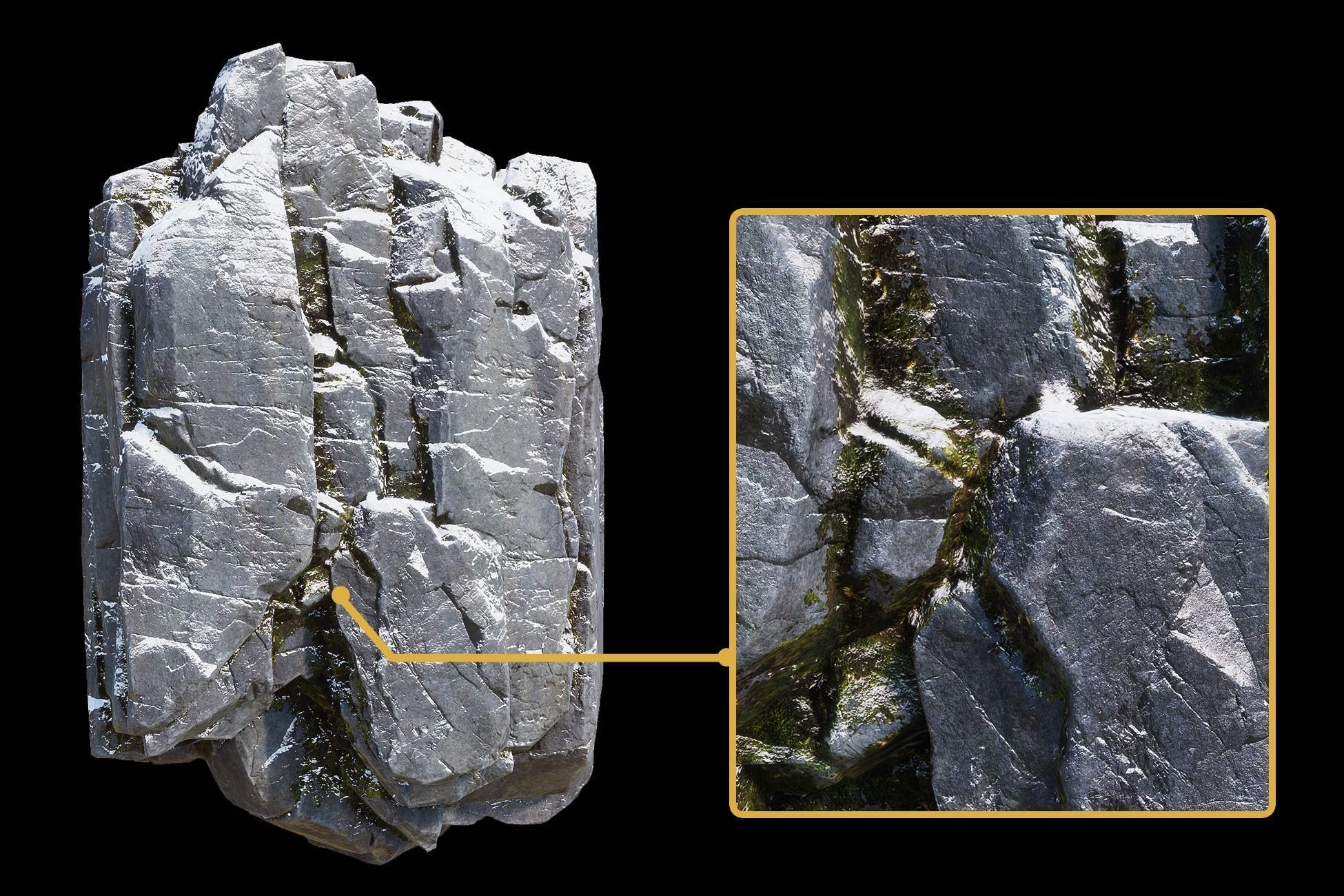 Realistic Looking Modular Cliffs and Rocks UNITY Low-poly 3D model_15