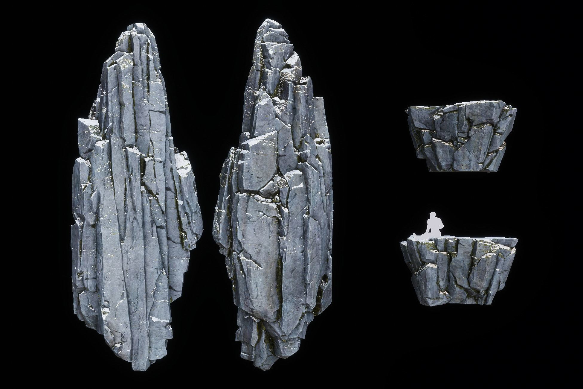 Realistic Looking Modular Cliffs and Rocks UNITY Low-poly 3D model_10