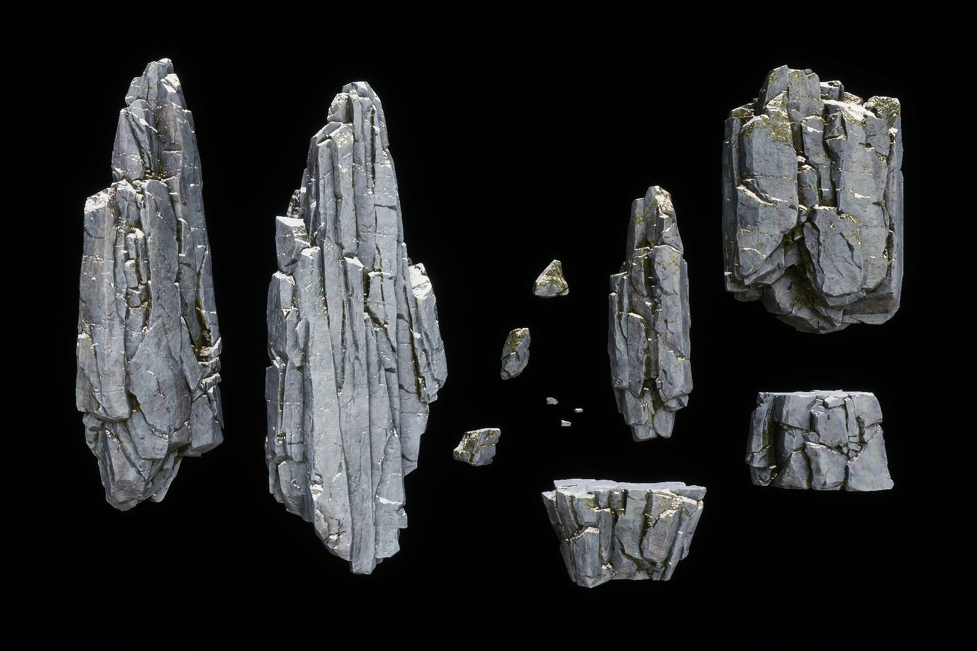 Realistic Looking Modular Cliffs and Rocks UNITY Low-poly 3D model_7