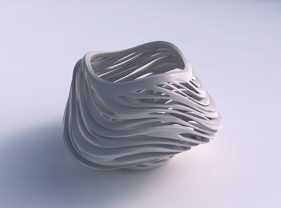 Bowl with twisted smooth cuts very twisted and tapered 2 wavy 3D print model_0