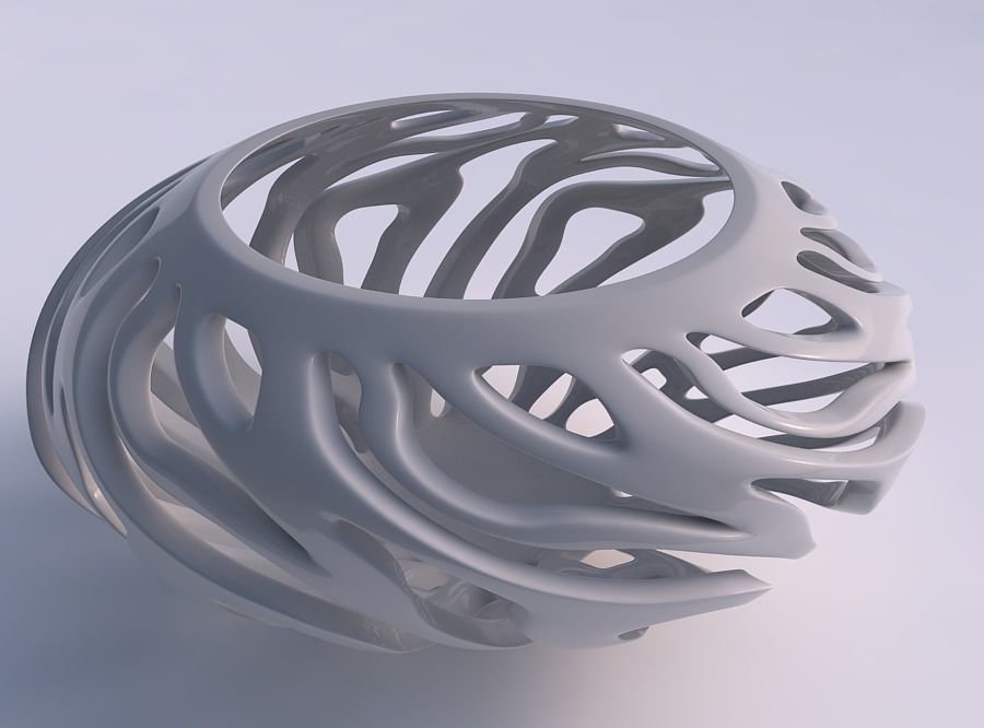 Bowl with twisted smooth cuts twisted and squeezed 3D print model_0