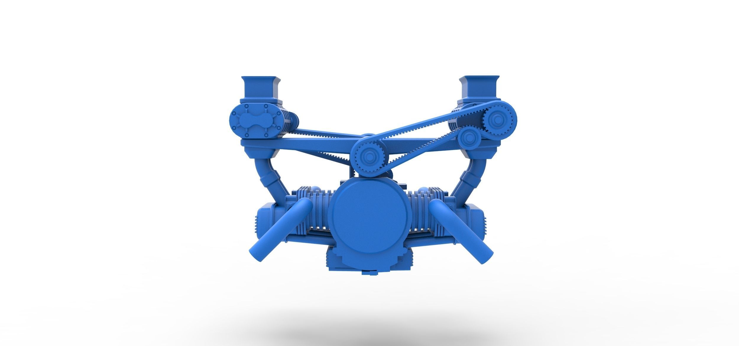 Flat 4 engine with double supercharger Scale 1 to 25 3D print model_10