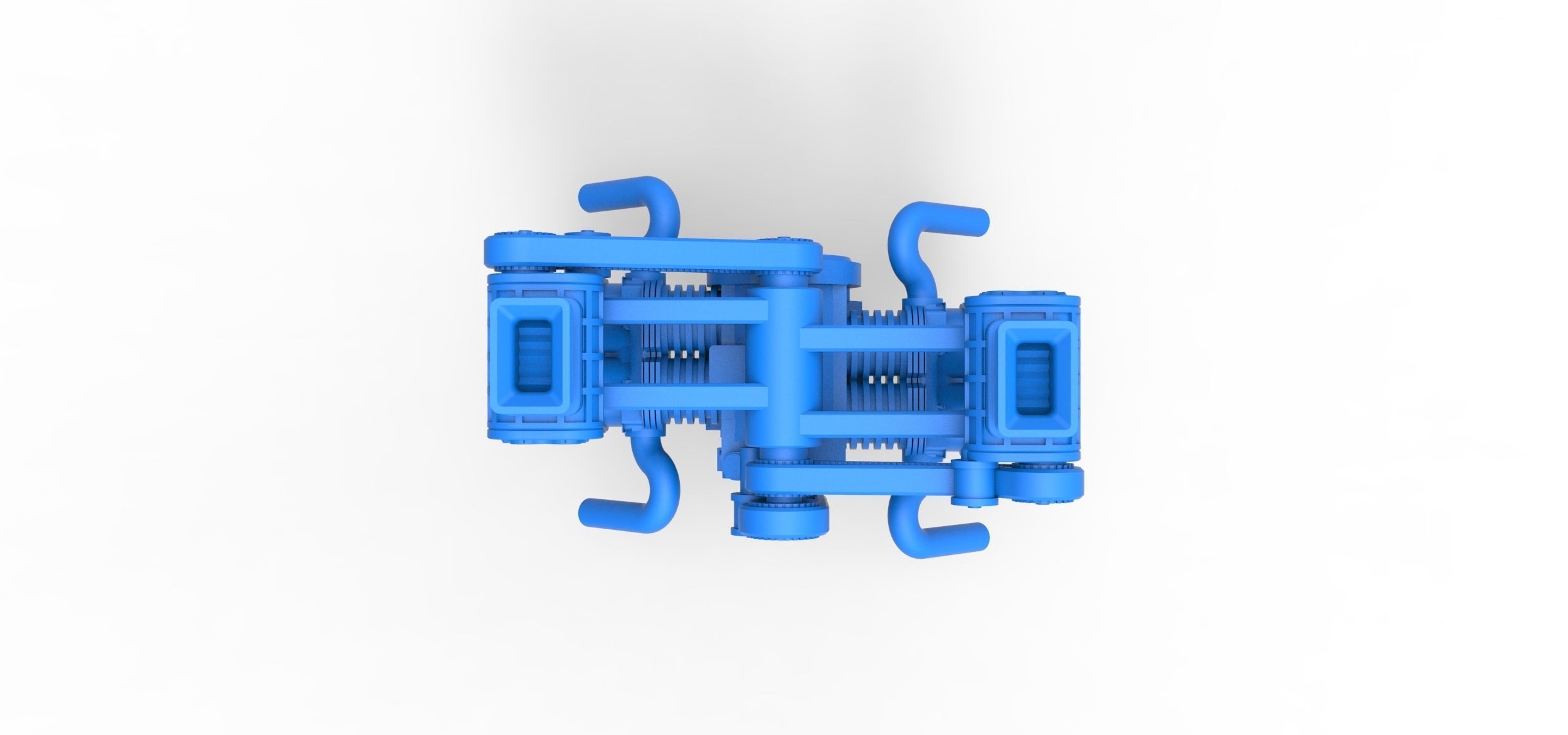 Flat 4 engine with double supercharger Scale 1 to 25 3D print model_4