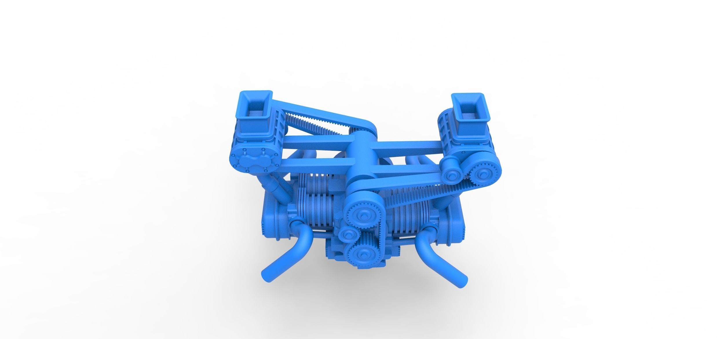 Flat 4 engine with double supercharger Scale 1 to 25 3D print model_3