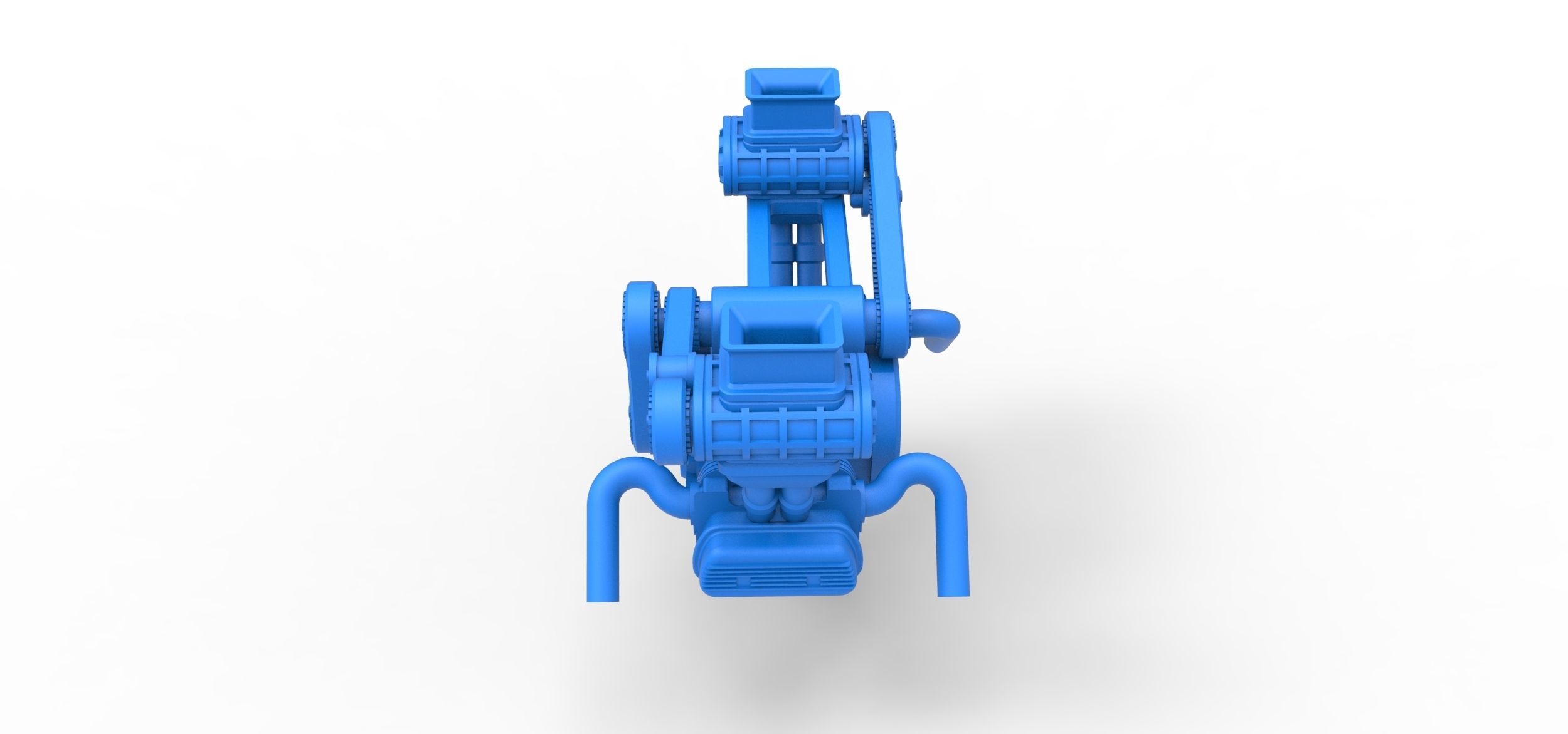 Flat 4 engine with double supercharger Scale 1 to 25 3D print model_7