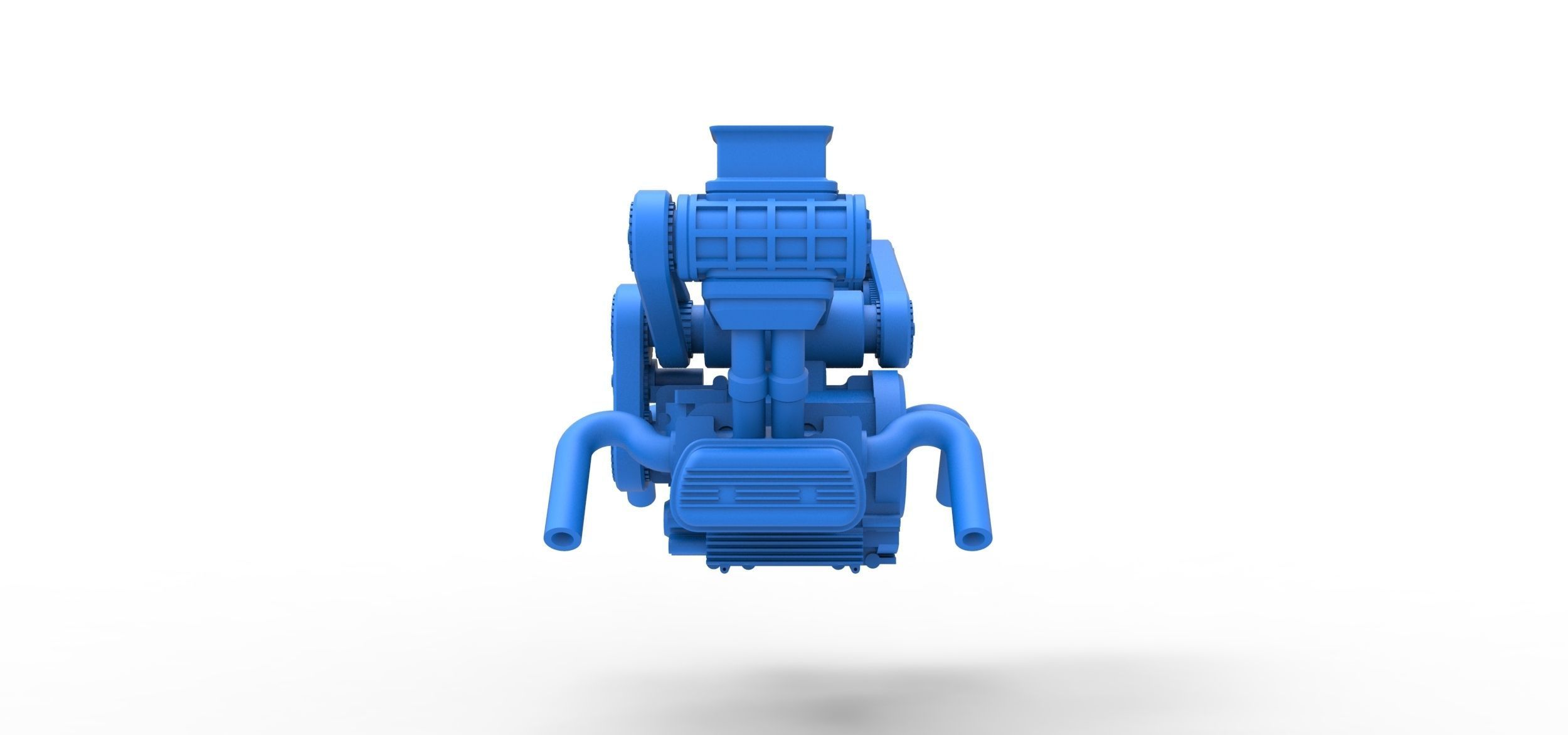 Flat 4 engine with double supercharger Scale 1 to 25 3D print model_6