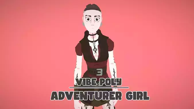 Vibe Poly - Adventurer Girl - Rigged Low-poly 3D model