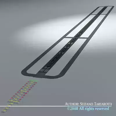 Runway airplane wing with number of lines 3D model