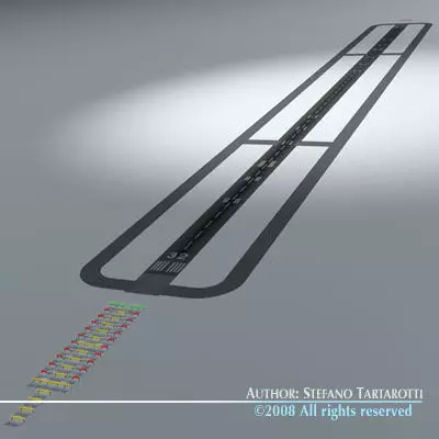 Runway airplane wing with number of lines 3D model_0