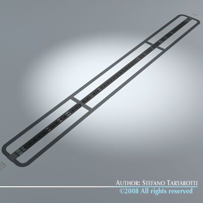 Runway airplane wing with number of lines 3D model_2