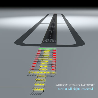 Runway airplane wing with number of lines 3D model_1