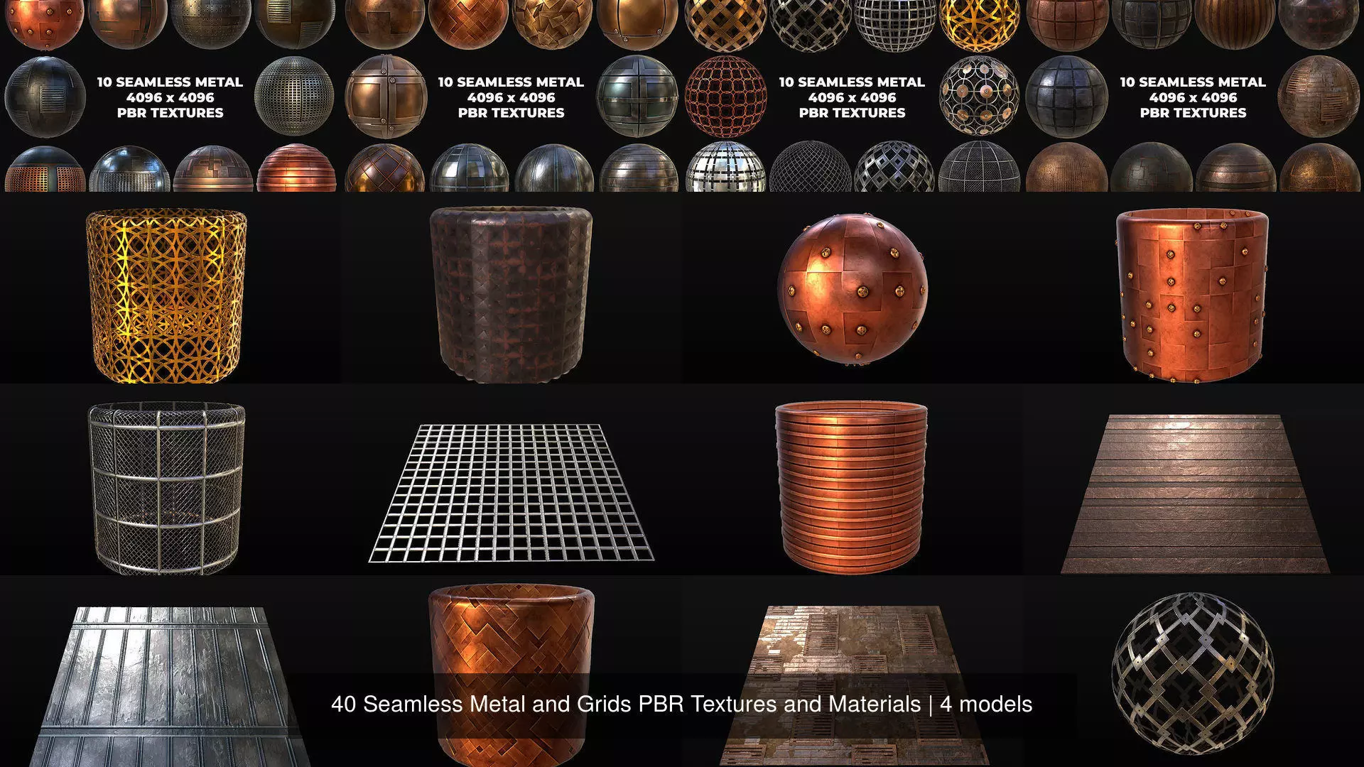 40 Seamless Metal and Grids PBR Textures and Materials Texture_1