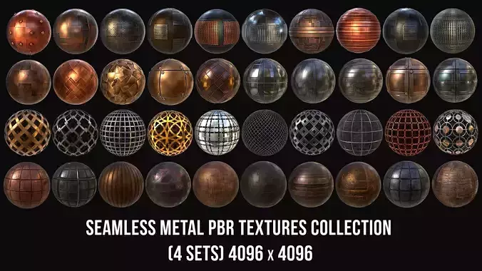 40 Seamless Metal and Grids PBR Textures and Materials Texture