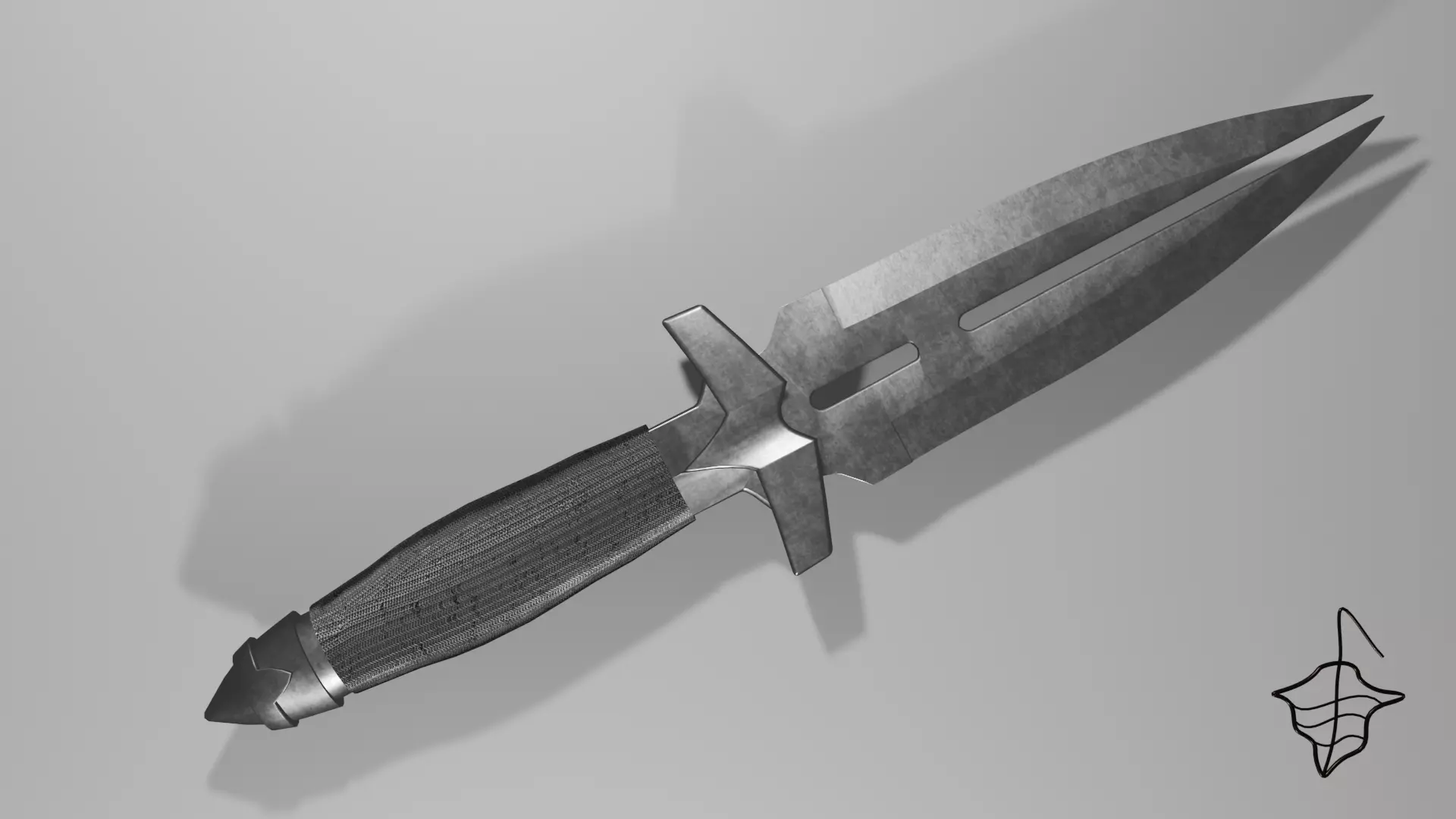 Fighting Dagger Free low-poly 3D model_0