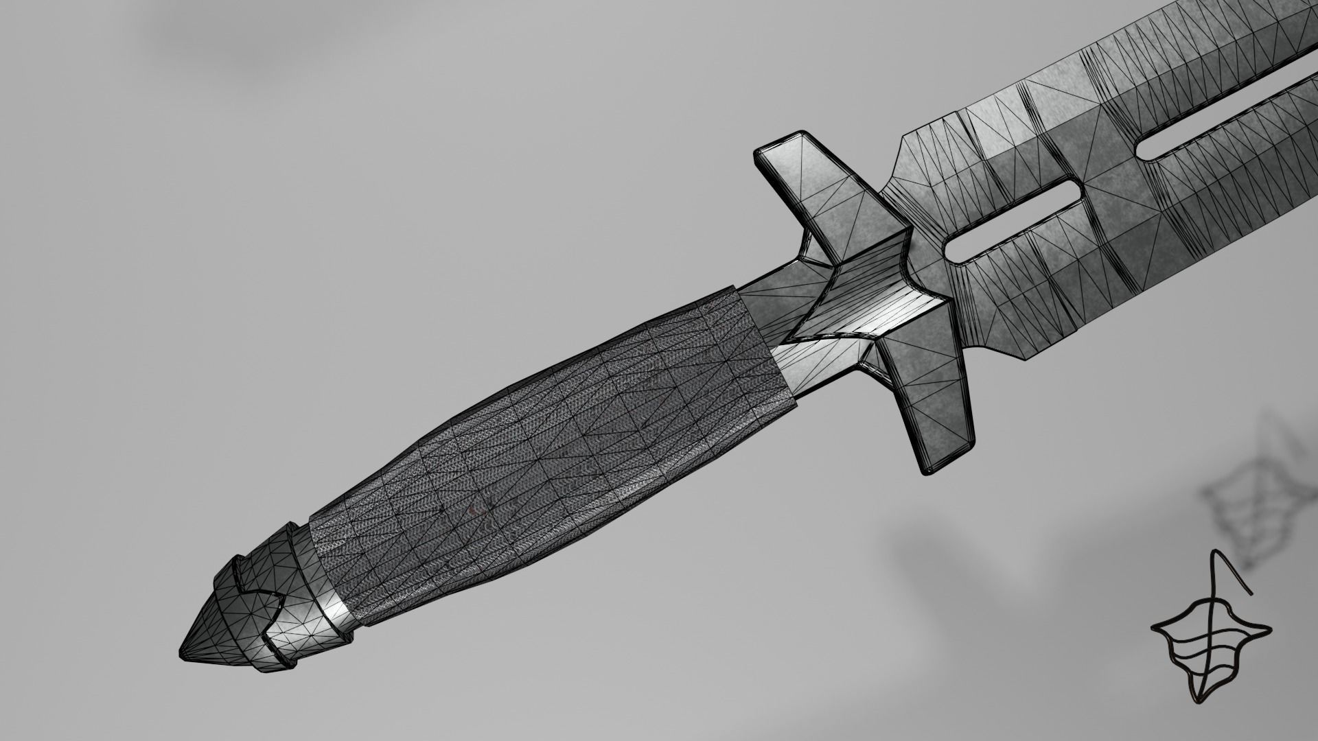 Fighting Dagger Free low-poly 3D model_13