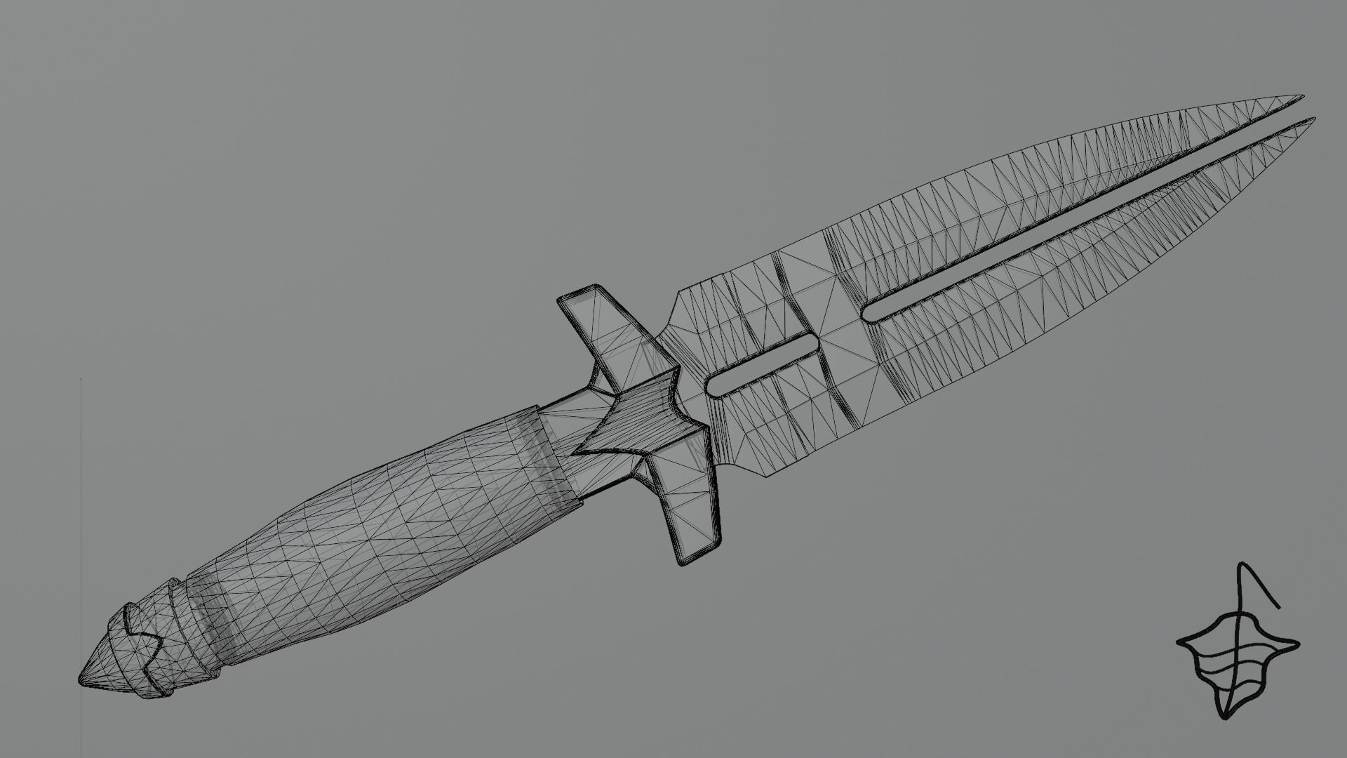 Fighting Dagger Free low-poly 3D model_12